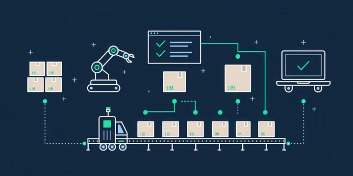 efficiency improves robotics using warehouse while business factory machine and operations support technology optimization and compliance