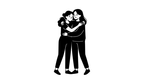 Friendship Love Silhouette Vector Art of Best Friends