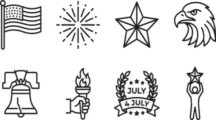 Fototapeta premium Patriotic symbols and icons for july 4th celebration