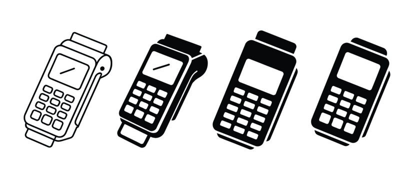 Payment Terminal symbols illustrating electronic credit card processing in clean flat vector style for point of sale systems, digital commerce, and finance.