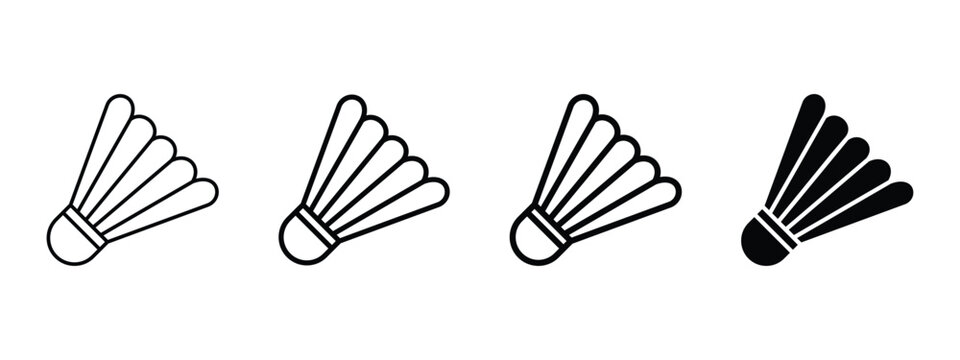 Shuttlecock Icon Set in Outline Style Editable Vector Collection