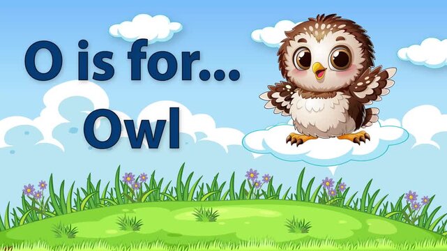 Animated Educational Alphabet Video for Letter O with Cartoon Owl