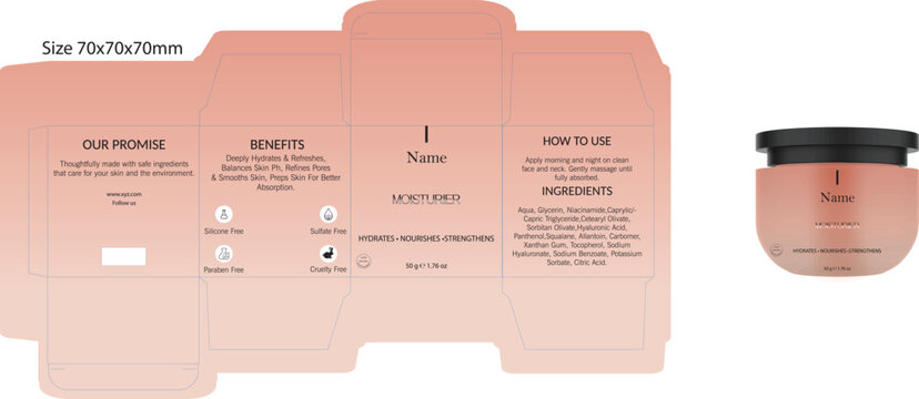 Cosmetic Packaging Mockup for moisturizer Box and Bottle.