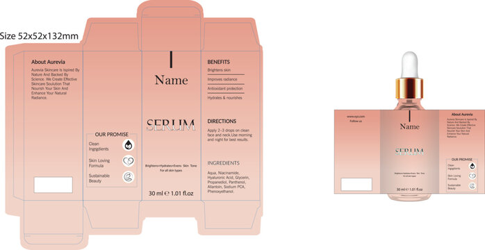 Realistic skin care packaging mock up. Dropper bottle and box template with design label.