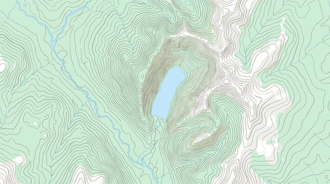 Detailed Topographic Terrain Map with Contour Lines Mountain Lake Rivers Elevation Landscape Cartography Background for Geographic Navigation Design