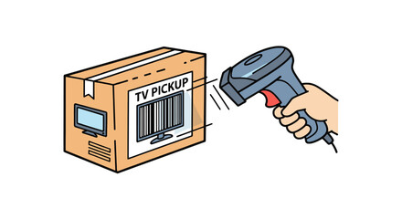 Barcode scanner scanning shipping box for electronics pickup © nael