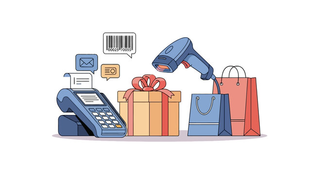 Retail point of sale system with card reader and gift box