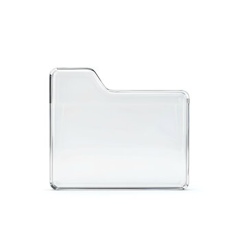 Minimalist transparent glass folder icon isolated on white background with three dimensional transparent computing organization interface business minimalist isolated background technology
