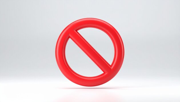 Modern Red Prohibition Icon 3D Render for Safety Concept