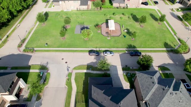 Aerial video of a park inside a community located at 5998 Burnham Dr, McKinney, TX 75070