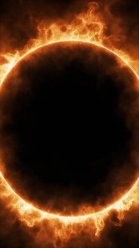 Fiery Solar Eclipse Ring of Fire Animation Generative AI