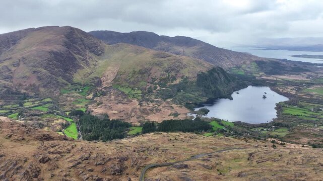 Ireland Epic Locations remote Valley in Kerry aerial landscape From The Healey Pass