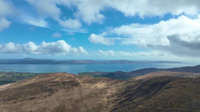 Ireland Epic Locations drone rising revealing Bantry bay and Sheep's Head Peninsula epic views on The Wild Atlantic Way