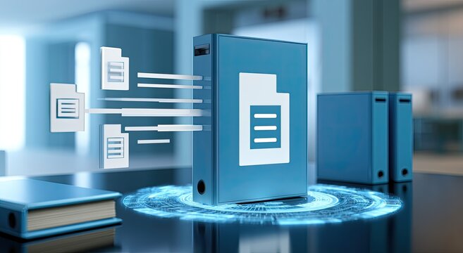 Digital Document Management System with Futuristic Interface.