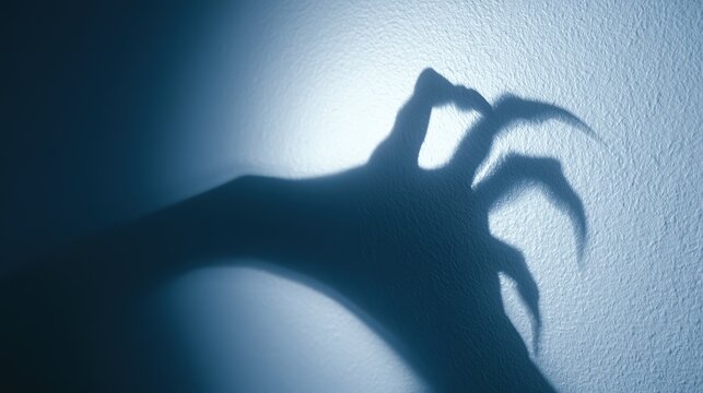 Shadowy Monster Hand with Sharp Claws Emerging from Darkness.