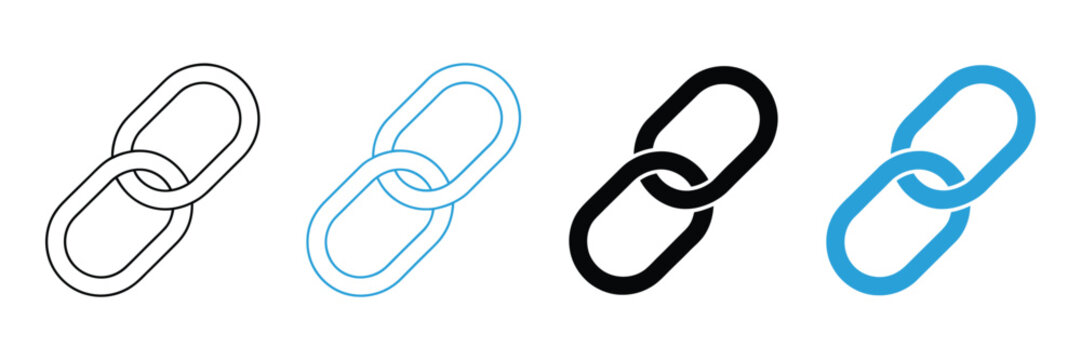 Chain link connection icons with linked url symbols and relationship graphics