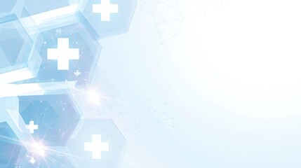Fototapeta premium Abstract Blue Medical Crosses and Geometric Shapes Background.
