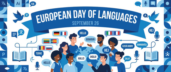 Diverse people celebrating global communication and languages © Terpal