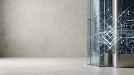 Naklejka premium a glass door with a circuit printed on it