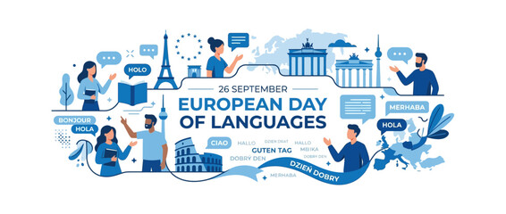 Diverse People Celebrating European Languages and Cultures © Sahid