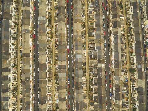 Residential real estate houses aerial view. Plymouth, England, United Kingdom