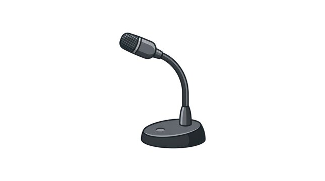 Simple vector illustration of a classic desktop microphone with a flexible gooseneck stand