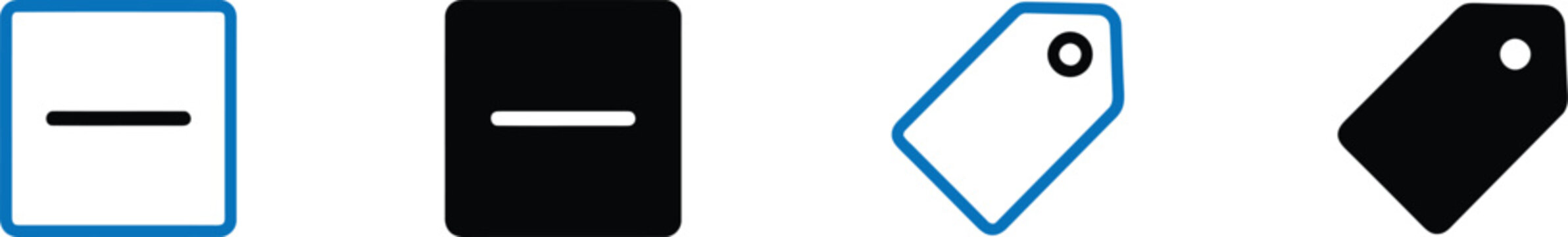 Shopping tag minus ui icon set. minus, remove, subtract, tag, price tag, label, discount, offer, shopping, store