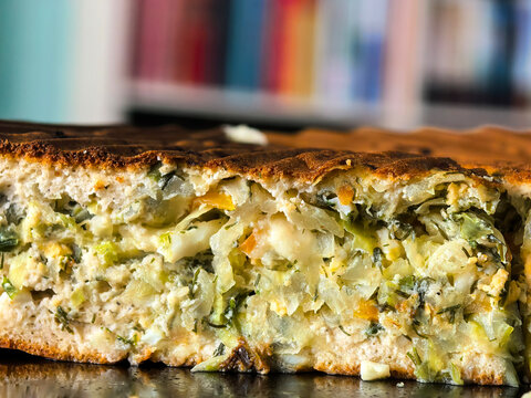 Macro Detail of Homemade Keto Vegetable Pie Filling