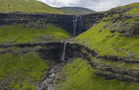 Fossa waterfall, Streymoy island, Faroe Islands, Denmark