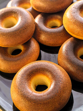 Stack of Homemade Keto Donuts on Black Plate