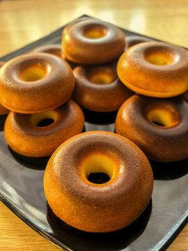 Homemade Low Carb Keto Donuts on Black Plate