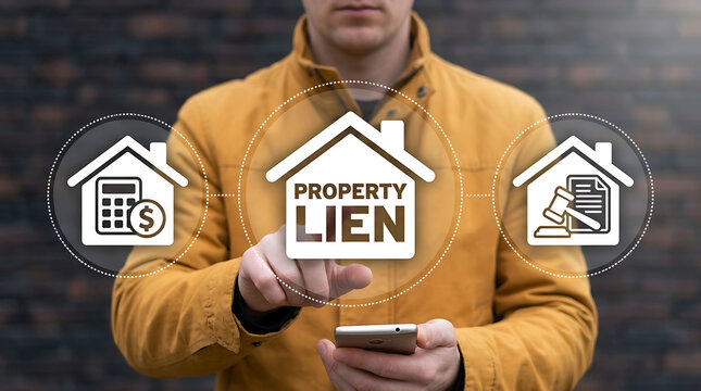 Property Lien Real Estate Legal Claim Mortgage Debt Financial Compliance Concept