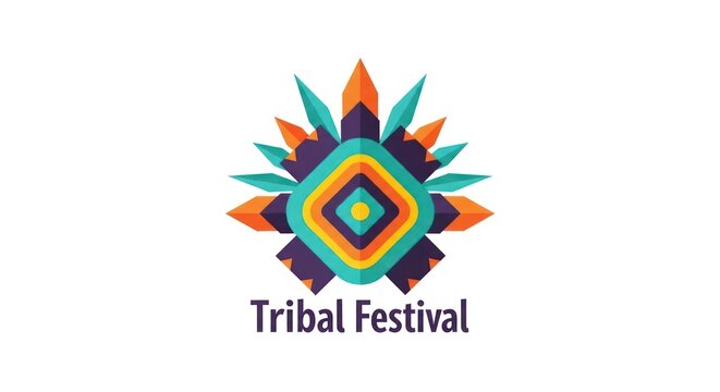Colorful geometric logo for a tribal festival event