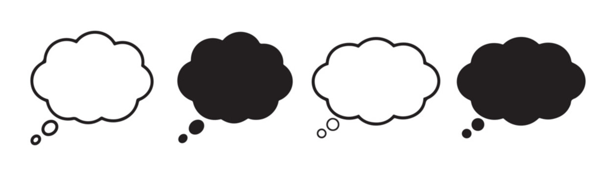 Empty thought bubble speech cloud icons set for comic chat message and brainstorming idea design.