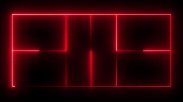 pickleball court icon animation on black background. futuristic digital icon video of a high-tech pickleball court.4K video animation.