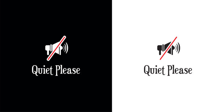 quiet please sign on white background