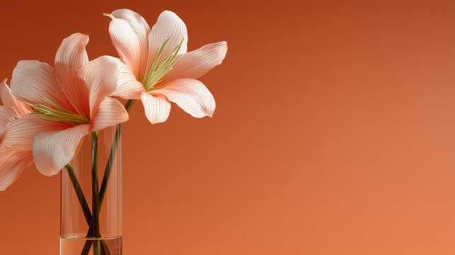 Elegant Pastel Lily Flowers in a Glass Vase Celebrating the Peaceful Spirit of Vesak Poya Festival Observance