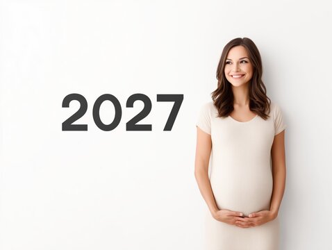 expecting mother with 2027 sign