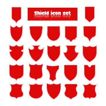 Set of modern red shield icons