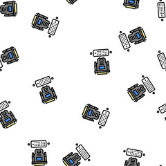 Fototapeta premium dvi cable and port vector seamless pattern dvi cable and port sign illustration