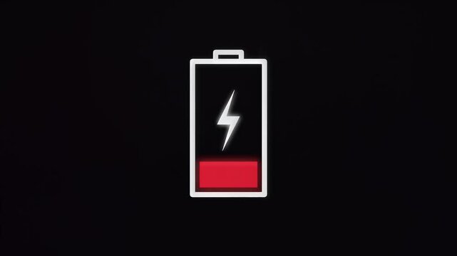 Animated low battery icon flashing with lightning symbol