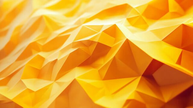 Golden yellow low poly abstract background gently moving with a soft and elegant motion, creating a dynamic and seamless animated digital art backdrop for any project