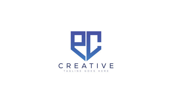 Modern pc letter logo design with blue gradient