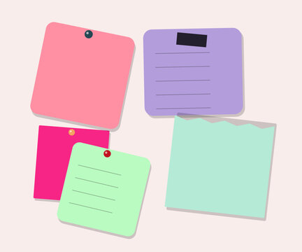 Colorful sticky notes pinned on a pastel background conveying planning and organization concepts