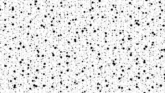 Abstract animated background with random black dots moving on white noise texture