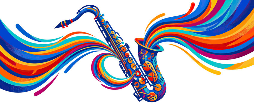 Colorful Abstract Saxophone Melody Waves