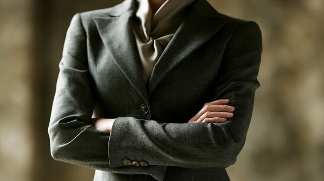 A professional individual in a tailored suit, projecting confidence and leadership.