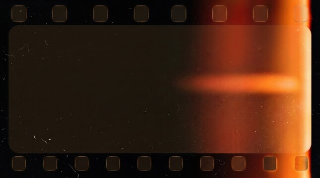 Vintage film strip overlay with warm light leak effect.