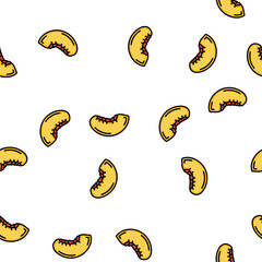 Fototapeta premium peach slice cut vector seamless pattern peach slice cut sign illustration