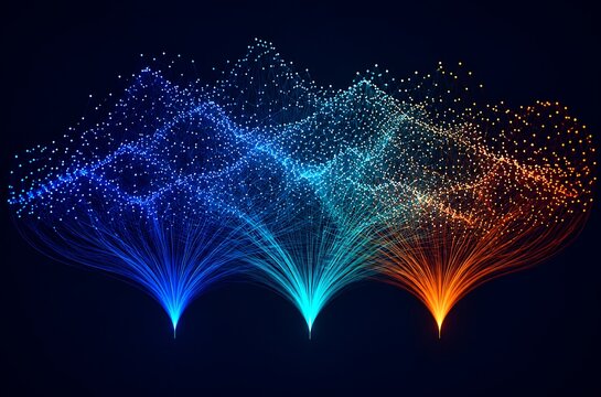 Abstract big data representation with triple branching source network points.